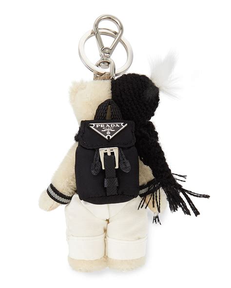 prada key and card holder|Prada teddy bear keychain.